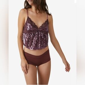 Free People Right Rhythm Sequin Cami/Wine Combo